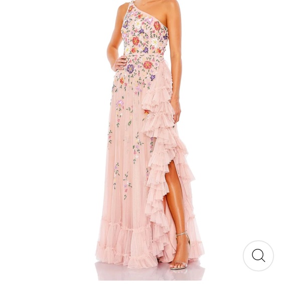 Floral Asymmetrical Hem Dress in Blush,All Products : American Fashion Style Bags On Sale